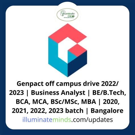 Genpact Off Campus Drive Business Analyst Be B Tech Bca