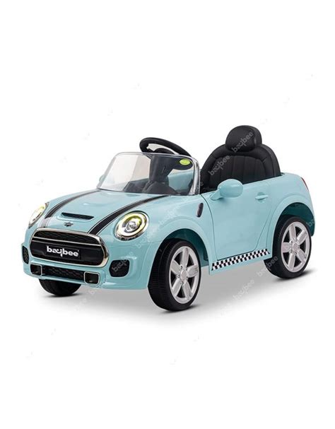 BLUE Mini Cooper Battery Operated Ride on Electric Car for Kids Music ...