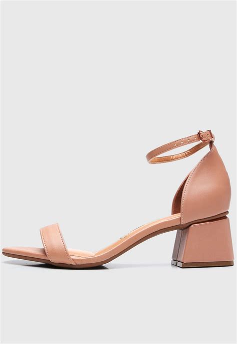 Sandália Vizzano Salto Grosso Nude Compre Agora Dafiti Brasil