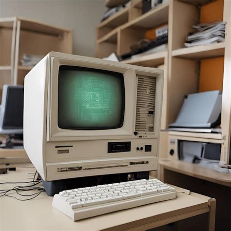 Vieja Computadora En Un Escritorio En La Oficina Generativa Ai Foto