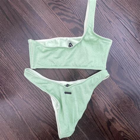 Triangl Sparkle Green Bikini Size Medium Runs Depop