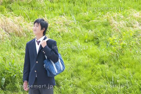 微笑む男子高校生の写真素材 [24020706] イメージマート