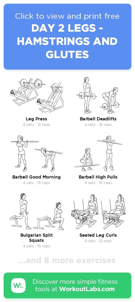 Day 2 Legs Hamstrings And Glutes Click To View And Print This