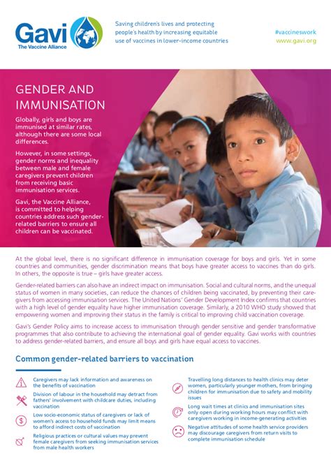 Factsheet Gender And Immunisation Gavi The Vaccine Alliance