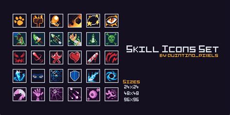 Cc 10 Free Pixel Art Skill Icons Pack By Quintino Pixels