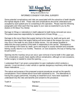 Fillable Online INFORMED CONSENT FORM FOR ORAL AND MAXILLOFACIAL