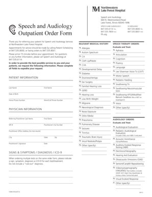 Fillable Online Lfh Speech And Audiology Outpatient Order Form Lake