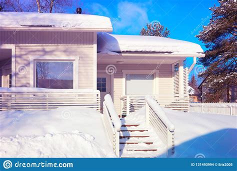 House At Snow Winter At Christmas In Finland Lapland Stock Photo