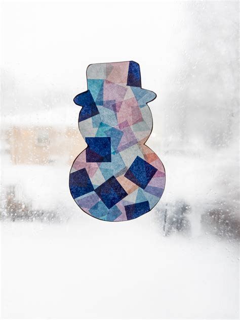 Snowman Suncatcher Craft For Kids Winter Tissue Paper Crafts