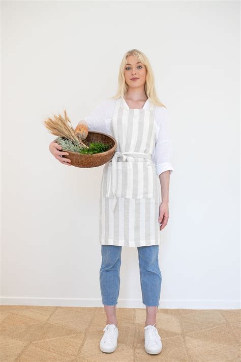 Natural Linen Bib Apron S Xl Unisex 100 Linen Linenbarn