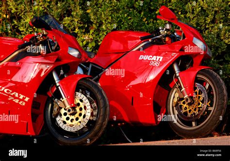 A pair of red Ducati superbikes Stock Photo - Alamy