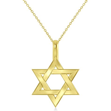 Jewish Star Of David Pendant Necklace 14K Yellow Gold AD7087