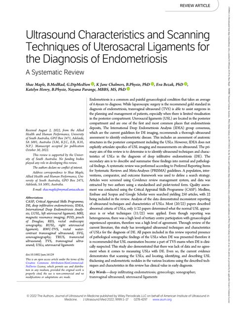 Pdf Ultrasound Characteristics And Scanning Techniques Of Uterosacral