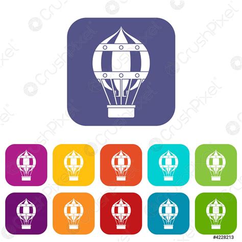 Old Fashioned Helium Balloon Icons Set Flat Stock Vector 4228213