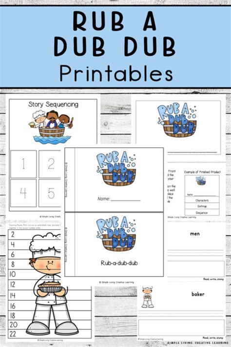 Rub A Dub Dub Printables Simple Living Creative Learning