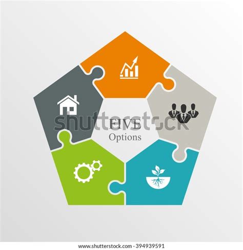 Five Piece Flat Puzzle Round Infographic Stock Vector Royalty Free