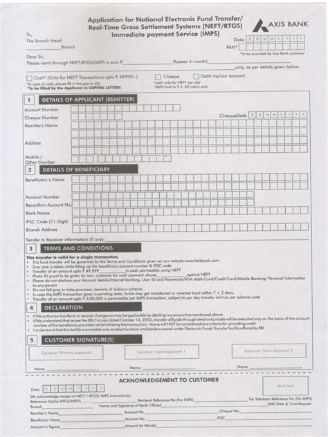 Axis Bank RTGS Form | PDF