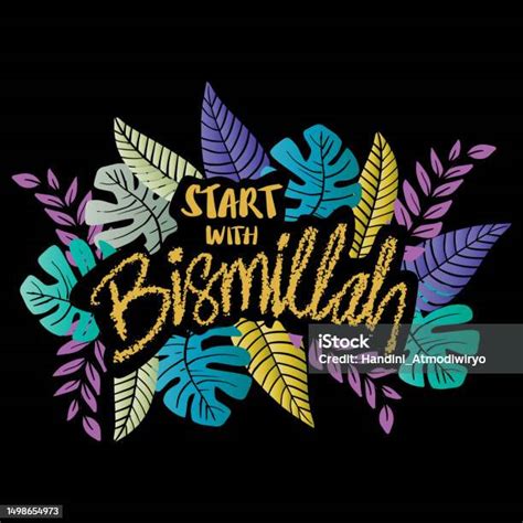 Start With Bismillah Hand Lettering Islamic Poster Stock Illustration Download Image Now Istock