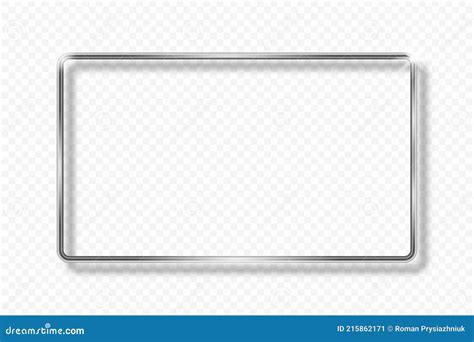 Silver Rectangle Frame On Transparent Background With Shadow Silver 3d