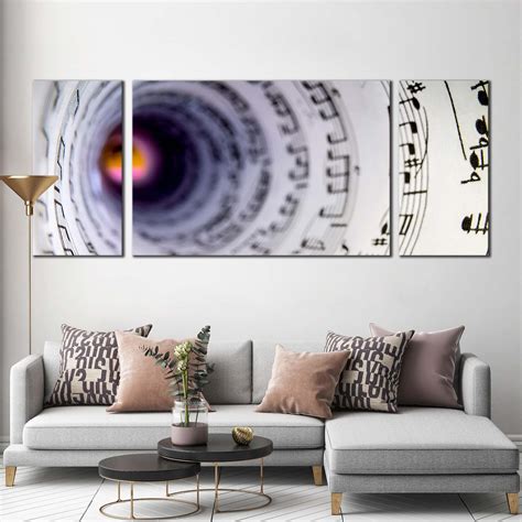 Music Sheet Canvas Wall Art, Black Musical Notes 3 Piece Multiple Canv – Swallart