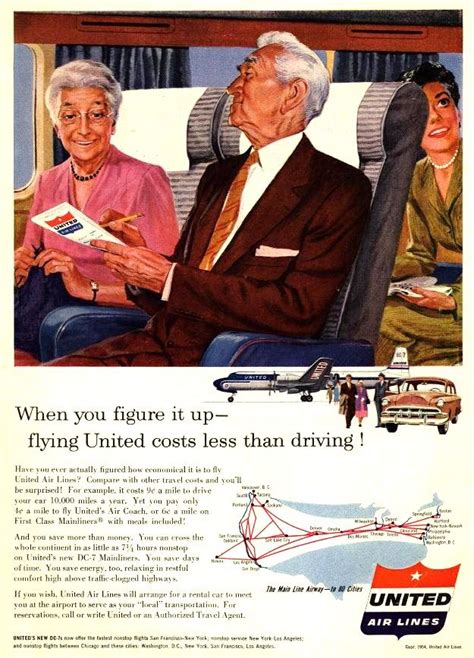 Vintage United Air Lines Ad 1954 With Images Vintage Airline Ads