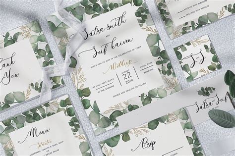 Eucalyptus Wedding Invitation Template Psd