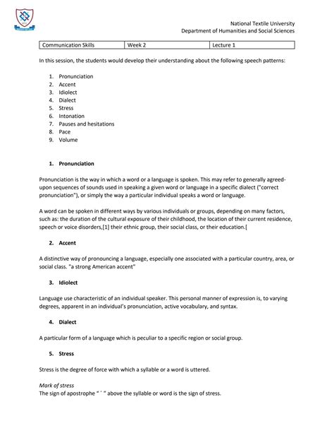 SOLUTION: Speech patterns communication skills - Studypool