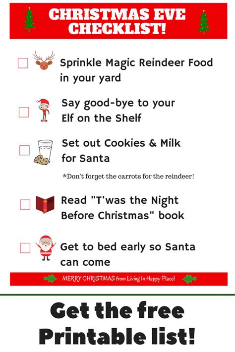 Christmas Eve Checklist for Kids! Free, printable Christmas Eve ...