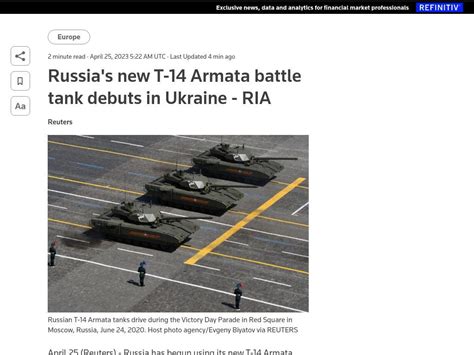 Russia S New T 14 Armata Battle Tank Debuts In Ukraine R Lesscredibledefence