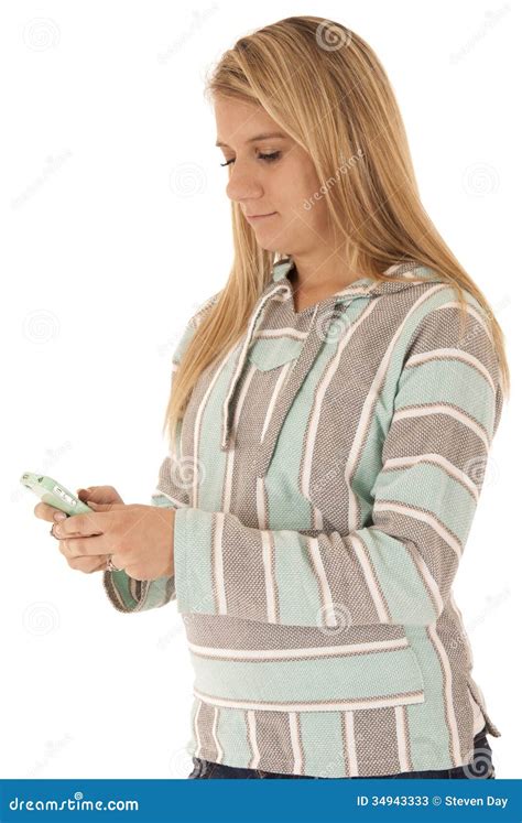 Portrait Of A Woman Texting On Her Cell Phone Stock Image Image Of