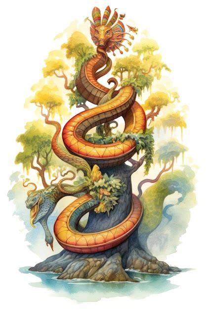 Premium Photo | A watercolor painting of a snake on a tree generative ...