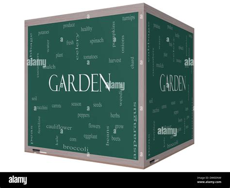 Garden Word Cloud Concept On A Blackboard With Great Terms Such As