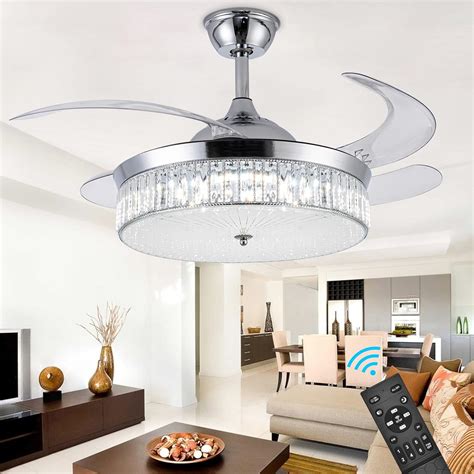 Panghuhu88 42 Invisible Ceiling Fan Chandelier Lightmodern Crystal