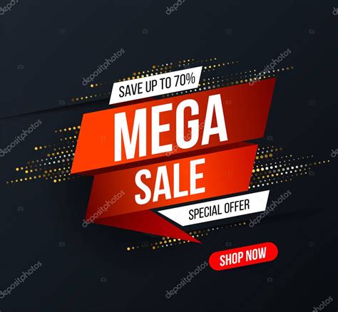 Banner De Mega Venta Abstracto Con Efecto De Brillo Medio Tono Dorado