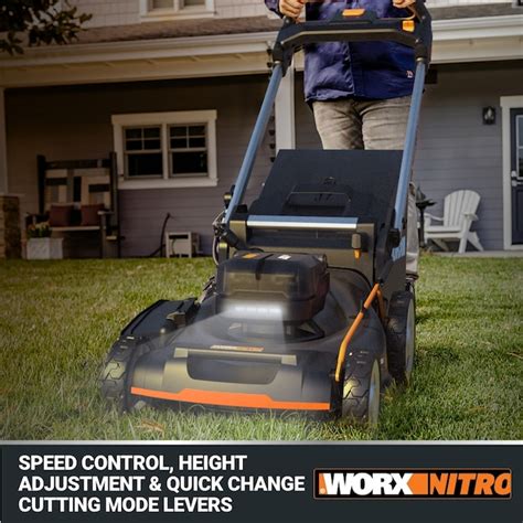 WORX 40-volt 21-in Cordless Self-propelled Lawn Mower 5 Ah (2-Batteries ...