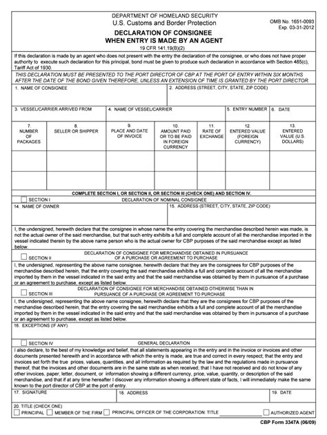 Fillable Online DECLARATION OF CONSIGNEE Fax Email Print PdfFiller