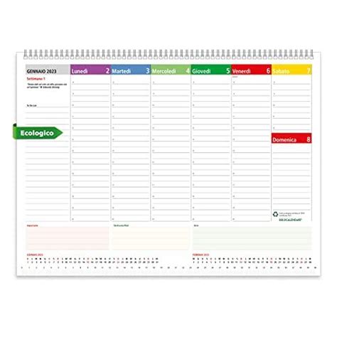 Planning Settimanale Da Tavolo Spiralato Con Tutte Le Date