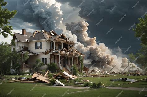 Premium AI Image | 3d tornado destroys house tornado hurricanes damages ...