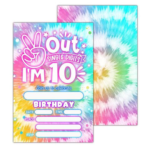 Th Birthday Party Invitation Cards Out Single Digits Tie Dye Party