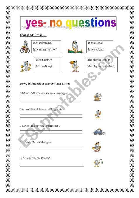 Present Simple Yes No Questions Worksheet