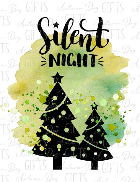 Silent night png silent night clipart merry Christmas | Etsy