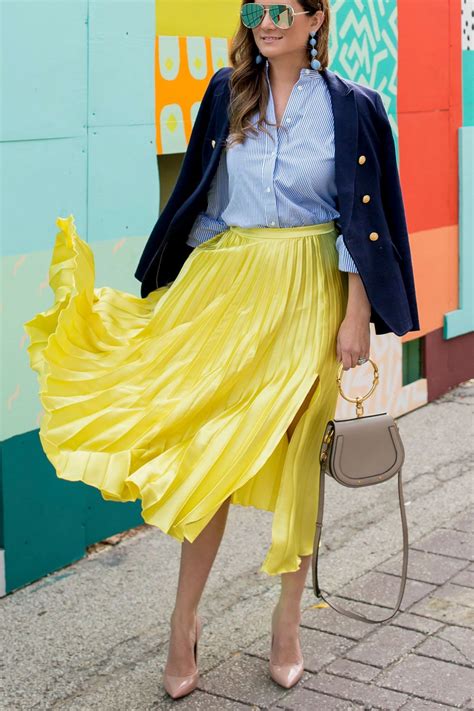 Yellow Satin Pleated Skirt Artofit