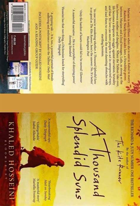 A Thousand Splendid Suns By Khaled Hosseini Book Cover Mini Books