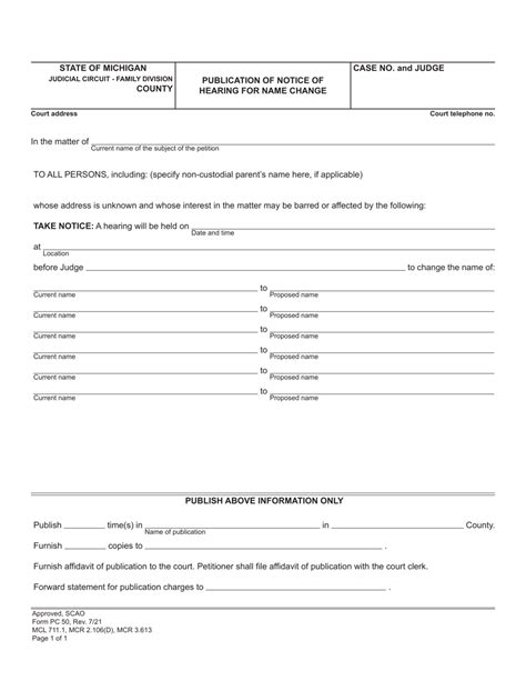 Form Pc50 Download Fillable Pdf Or Fill Online Publication Of Notice Of