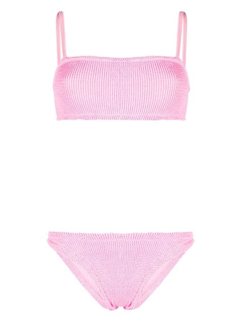 Hunza G Gigi Crinkled Finish Bikini Set Pink Editorialist