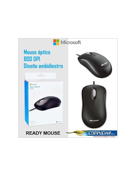 MOUSE ÓPTICO MICROSOFT READY 800 DPI NEGRO USB CON SCROLL