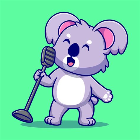 Cute koala singing cartoon vector icon illustration. animal music icon ...