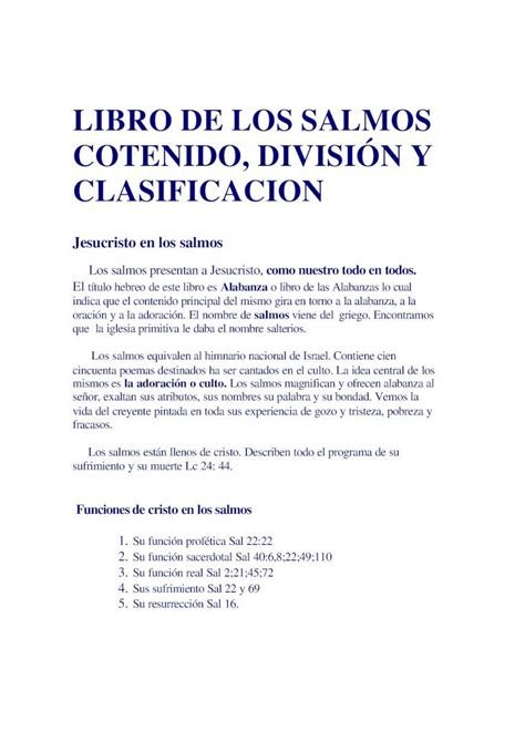 PDF LIBRO DE LOS SALMOS COTENIDO DIVISIÓN Y CLASIFICACION PDF