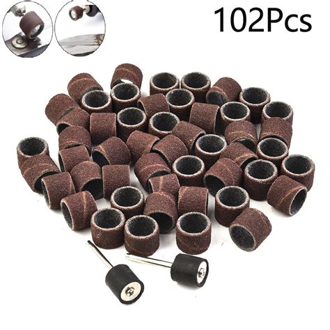 Yannee 100 Pcs 1 2 80 Grit Sanding Drum Bands Sleeves W 2 Mandrels