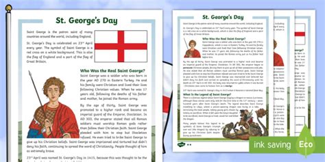 Uks St George S Day Differentiated Fact File